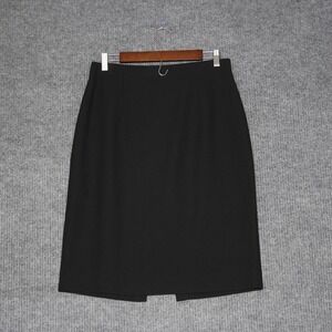 GIANNI Womens Black Knee Length Skirt Pleated Front Zipper Closure Size 12
